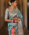 Light Blue Banarasi Silk Saree | Festive & Party Wear