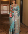 Light Blue Banarasi Silk Saree | Festive & Party Wear