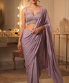 Light Dusty Lavender Bollywood Designer Saree | Party & Festive Wear