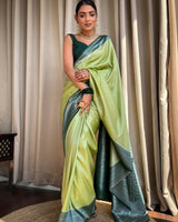 Light Green Banarasi Silk Saree | Festival & Ceremony Wear
