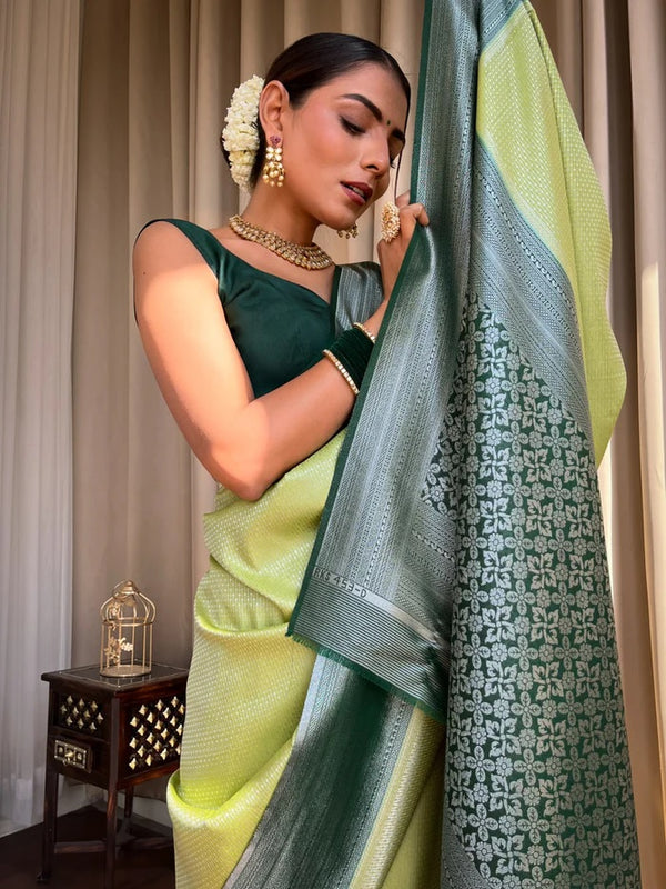 Light Green Banarasi Silk Saree | Festival & Ceremony Wear