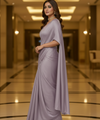Light Lavendar Satin Bollywood Saree with Moti Work Designer Blouse | RD DIVISHA