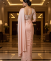 Light Peach Satin Bollywood Saree with Moti Work Designer Blouse | RD DIVISHA