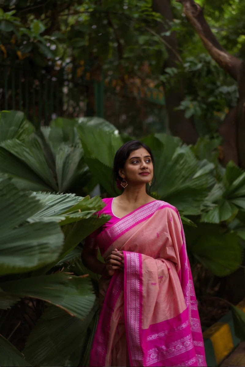 Light Pink Banarasi Silk Saree | Wedding & Festive Wear