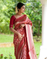 Light Pink Jacquard Silk Saree | Wedding & Reception Wear