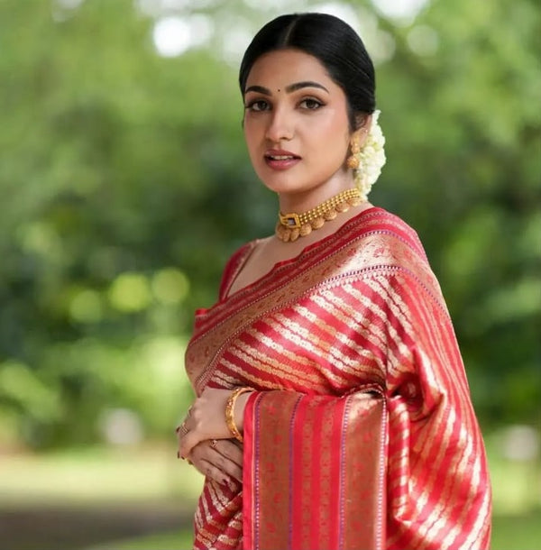 Light Pink Jacquard Silk Saree | Wedding & Reception Wear
