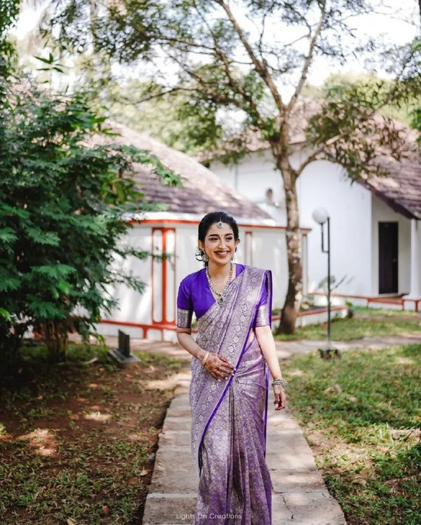 Light Purple Jacquard Silk Saree | Ethnic Wear for Women