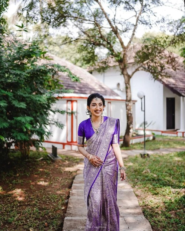 Light Purple Jacquard Silk Saree | Ethnic Wear for Women