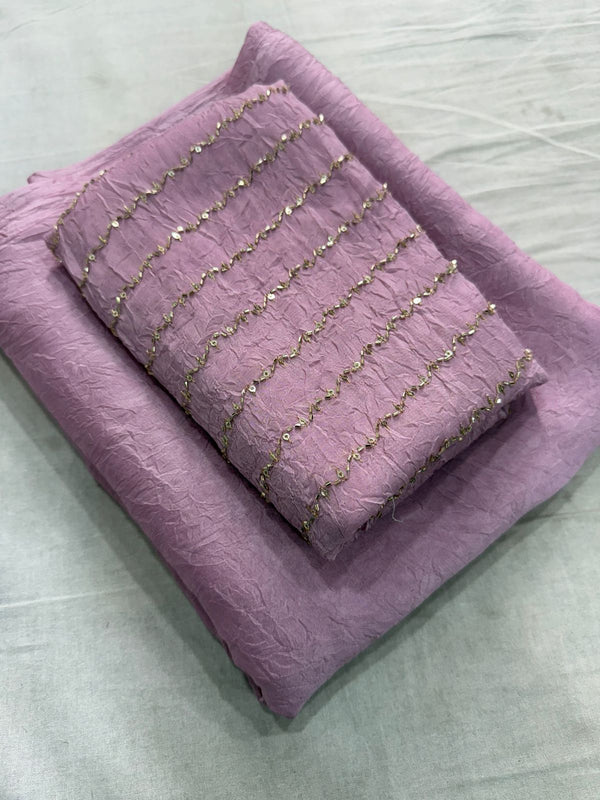 Lilac Rangoli Crush Saree with Sequin Bits Blouse | RD VIAANA detail view