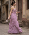 Lilac Rangoli Crush Saree with Sequin Bits Blouse | RD VIAANA