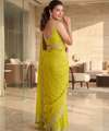 Lime Green Satin Saree with Zari Weaving & Siroski Border | RD TANISHKA