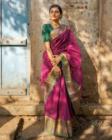 Magenta Banarasi Silk Saree | Traditional Zari Weave