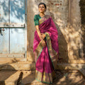 Magenta Banarasi Silk Saree | Traditional Zari Weave
