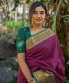 Magenta Banarasi Silk Saree | Traditional Zari Weave