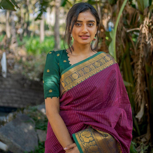 Magenta Banarasi Silk Saree | Traditional Zari Weave