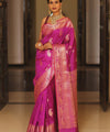 Magenta Pink Banarasi Silk Saree | Festive & Party Wear