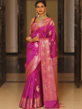Magenta Pink Banarasi Silk Saree | Festive & Party Wear