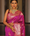Magenta Pink Banarasi Silk Saree | Festive & Party Wear