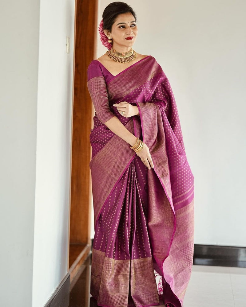Magenta Pink Jacquard Silk Saree | Bridal & Festive Wear