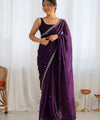 Magenta Space Silk Sequin Embroidery Saree for Party Wear | RD KAVYA