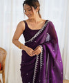 Magenta Space Silk Sequin Embroidery Saree for Party Wear | RD KAVYA