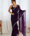 Magenta Space Silk Sequin Embroidery Saree for Party Wear | RD KAVYA