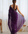 Magenta Space Silk Sequin Embroidery Saree for Party Wear | RD KAVYA