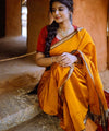 Marigold Yellow Cotton Saree | Comfort Handloom Weave