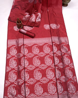 Maroon Banarasi Silk Saree | Bridal & Festive Wear