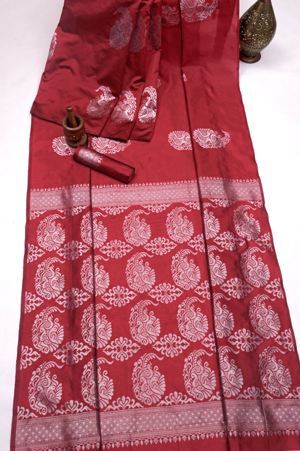 Maroon Banarasi Silk Saree | Bridal & Festive Wear detail view
