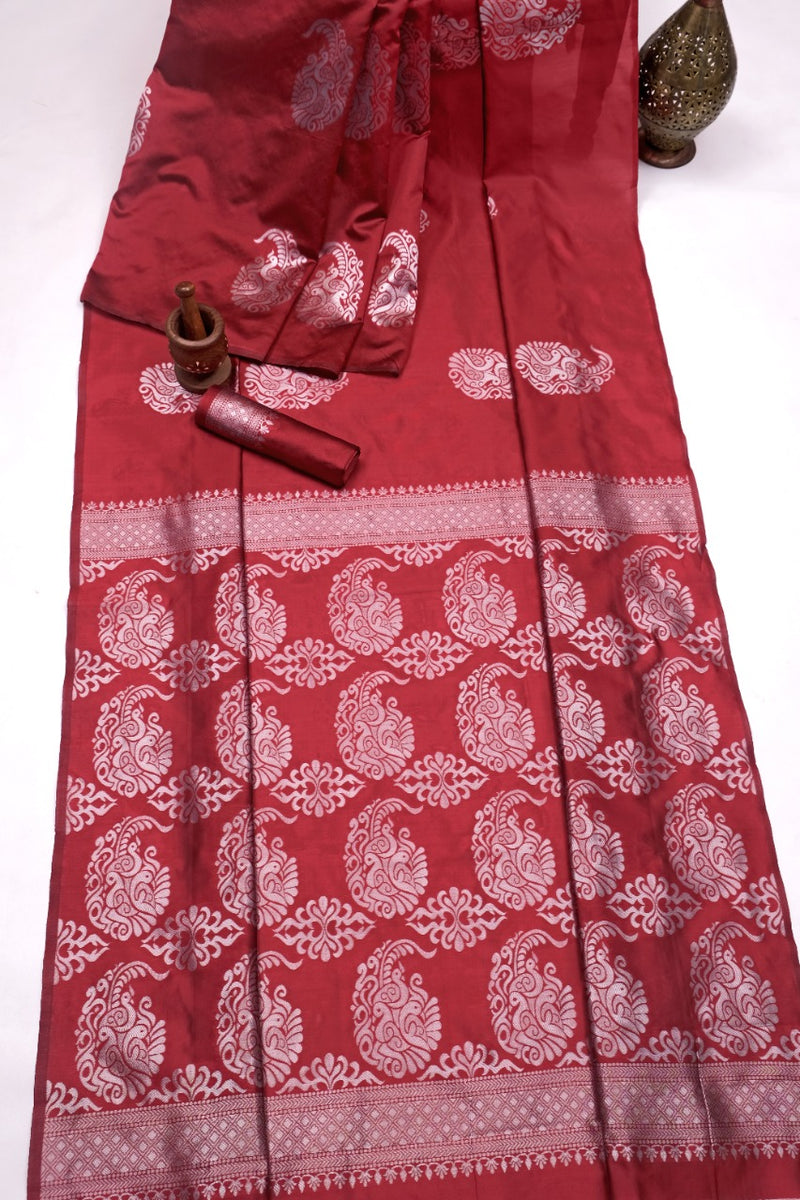 Maroon Banarasi Silk Saree | Bridal & Festive Wear