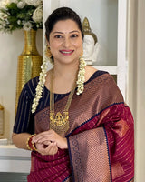 Maroon Banarasi Silk Saree | Festive & Party Wear