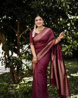 Maroon Banarasi Silk Saree | Festive & Party Wear
