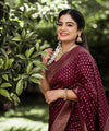 Maroon Banarasi Silk Saree | Festive & Party Wear