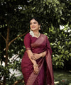 Maroon Banarasi Silk Saree | Festive & Party Wear