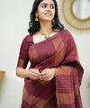 Maroon Banarasi Silk Saree | Festive & Party Wear