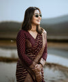 Maroon Banarasi Silk Saree | Traditional Zari Weave