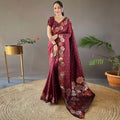Maroon Banarasi Silk Saree | Wedding & Festive Wear