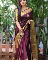 Maroon Banarasi Silk Saree | Wedding & Festive Wear