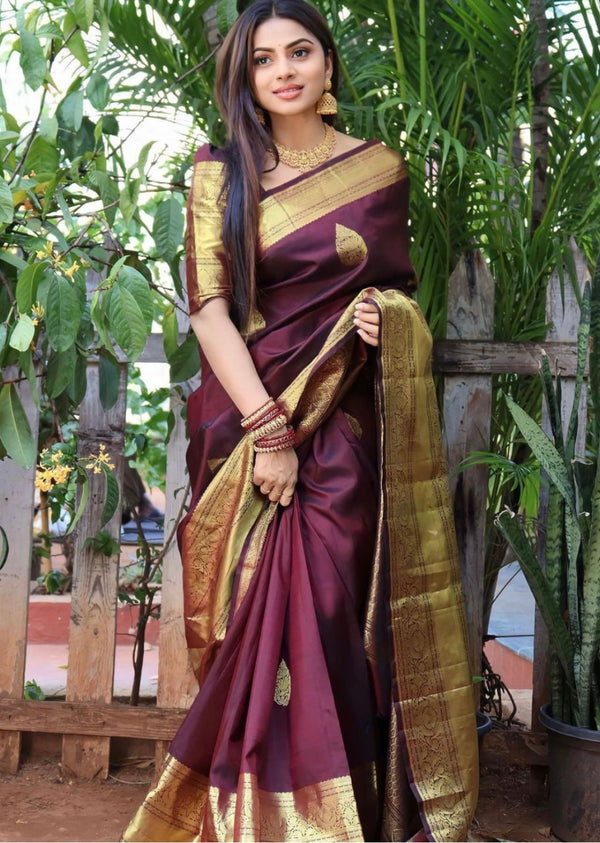 Maroon Banarasi Silk Saree | Wedding & Festive Wear