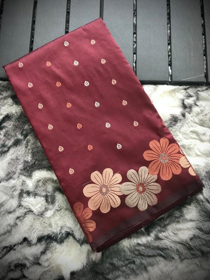 Maroon Banarasi Silk Saree | Wedding & Festive Wear