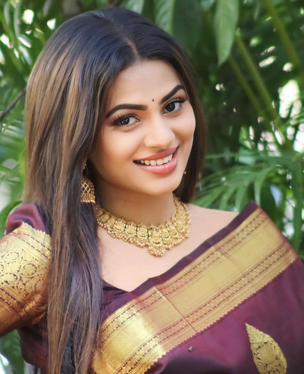 Maroon Banarasi Silk Saree | Wedding & Festive Wear