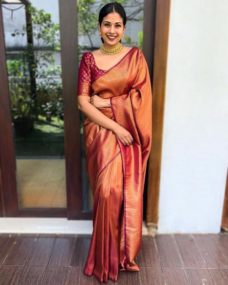 Maroon Banarasi Silk Saree | Wedding & Reception Wear