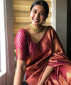 Maroon Banarasi Silk Saree | Wedding & Reception Wear