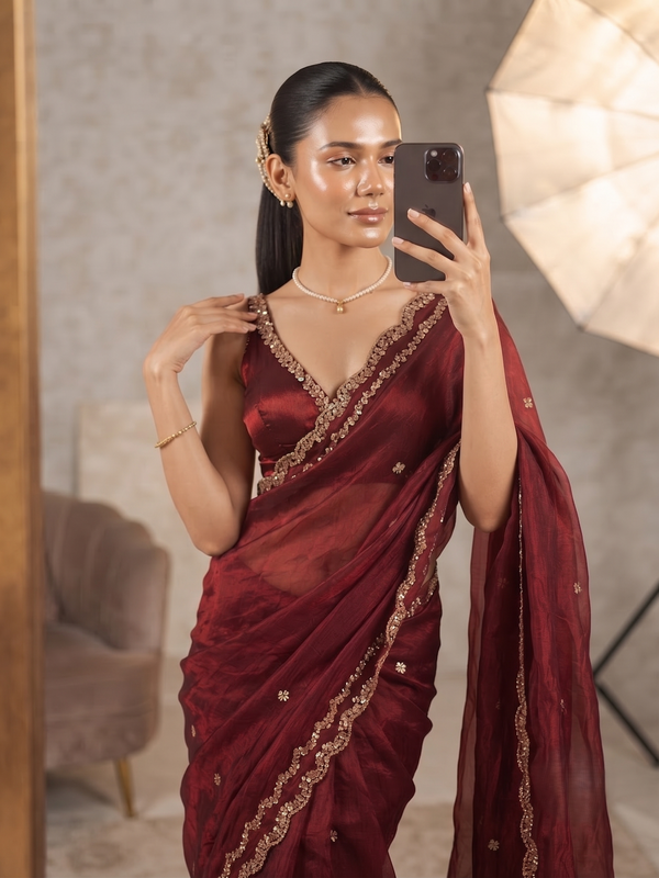 Maroon Bollywood Designer Saree | Party & Festive Wear detail view