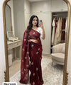 Maroon Chiffon Party Wear Saree with Siroski & Moti Work | RD KHUSHI