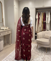 Maroon Chiffon Party Wear Saree with Siroski & Moti Work | RD KHUSHI