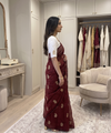 Maroon Chiffon Party Wear Saree with Siroski & Moti Work | RD KHUSHI
