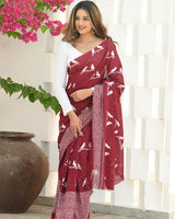 Maroon Cotton Saree | Office & Casual Wear