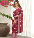 Maroon Cotton Saree | Office & Casual Wear
